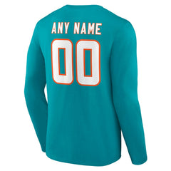 Miami Dolphins Team Authentic Personalized Name & Number Long Sleeve T-Shirt | NFL Outlet