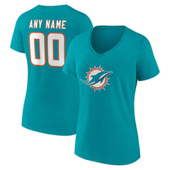 Miami Dolphins Women's Team Authentic Personalized Name & Number V-Neck T-Shirt | NFL Near me