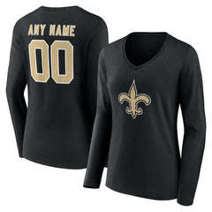 New Orleans Saints Women's Team Authentic Personalized Name & Number Long Sleeve V-Neck T-Shirt | NFL Discount