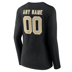 New Orleans Saints Women's Team Authentic Personalized Name & Number Long Sleeve V-Neck T-Shirt | NFL Discount