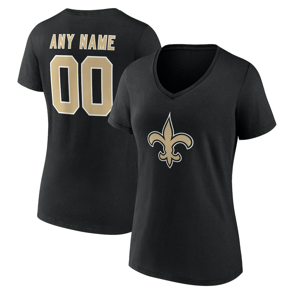 New Orleans Saints Women's Team Authentic Personalized Name & Number V-Neck T-Shirt | NFL Online