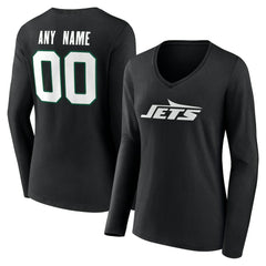 New York Jets Women's Team Authentic Personalized Name & Number Long Sleeve V-Neck T-Shirt | NFL Hot