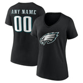 Philadelphia Eagles Women's Team Authentic Personalized Name & Number V-Neck T-Shirt | NFL Discount