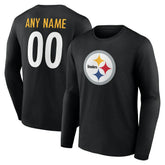 Pittsburgh Steelers Team Authentic Personalized Name & Number Long Sleeve T-Shirt | NFL Outlet