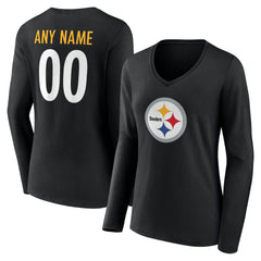 Pittsburgh Steelers Women's Team Authentic Personalized Name & Number Long Sleeve V-Neck T-Shirt | NFL Online