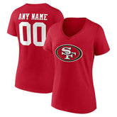 San Francisco 49ers Women's Team Authentic Personalized Name & Number V-Neck T-Shirt | NFL Discount