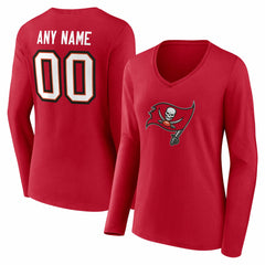 Tampa Bay Buccaneers Women's Team Authentic Personalized Name & Number Long Sleeve V-Neck T-Shirt | NFL Hot