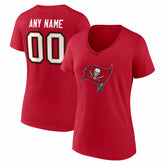 Tampa Bay Buccaneers Women's Team Authentic Personalized Name & Number V-Neck T-Shirt | NFL Discount