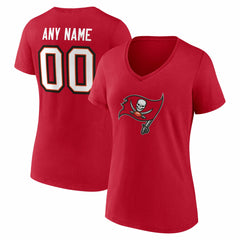 Tampa Bay Buccaneers Women's Team Authentic Personalized Name & Number V-Neck T-Shirt | NFL Discount