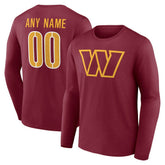 Washington Commanders Team Authentic Personalized Name & Number Long Sleeve T-Shirt | NFL US