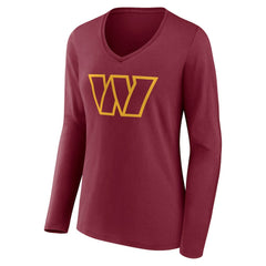 Washington Commanders Women's Team Authentic Personalized Name & Number Long Sleeve V-Neck T-Shirt | NFL Outlet