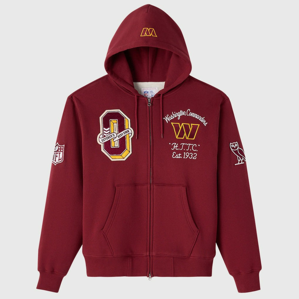 Washington Commanders OVO x NFL Unisex Full-Zip Waffle-Lined Hoodie | NFL New