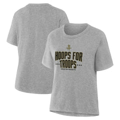 Gray Houston Rockets Women's Hoops For Troops T-Shirt | NBA