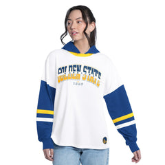 White/Royal Golden State Warriors G-III 4Her by Carl Banks Women's Key Player Oversized Hooded Long Sleeve T-Shirt sale | NBA