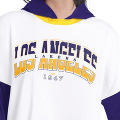White/Purple Los Angeles Lakers G-III 4Her by Carl Banks Women's Key Player Oversized Hooded Long Sleeve T-Shirt | NBA
