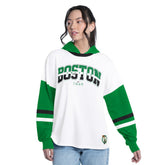 White/Green Boston Celtics G-III 4Her by Carl Banks Women's Key Player Oversized Hooded Long Sleeve T-Shirt | NBA