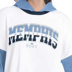 White/Blue Memphis Grizzlies G-III 4Her by Carl Banks Women's Key Player Oversized Hooded Long Sleeve T-Shirt | NBA
