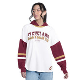 White/Wine Cleveland Cavaliers G-III 4Her by Carl Banks Women's Key Player Oversized Hooded Long Sleeve T-Shirt sale | NBA