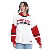 White/Red Chicago Bulls G-III 4Her by Carl Banks Women's Key Player Oversized Hooded Long Sleeve T-Shirt sale | NBA