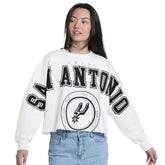 White San Antonio Spurs G-III 4Her by Carl Banks Women's Bleachers Cropped French Terry Sweatshirt | NBA