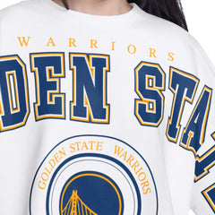 White Golden State Warriors G-III 4Her by Carl Banks Women's Bleachers Cropped French Terry Sweatshirt sale | NBA