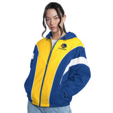 Royal/Gold Golden State Warriors G-III 4Her by Carl Banks Women's Quarterback Lightweight Oversized Full-Zip Jacket sale | NBA