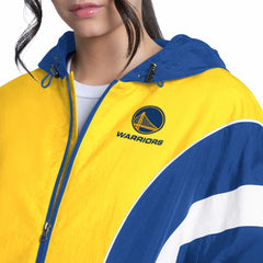 Royal/Gold Golden State Warriors G-III 4Her by Carl Banks Women's Quarterback Lightweight Oversized Full-Zip Jacket sale | NBA