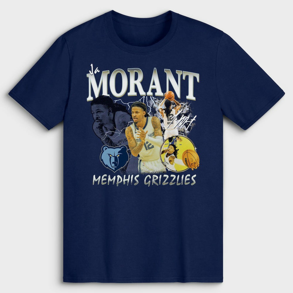Navy Ja Morant Memphis Grizzlies Player Collage T-Shirt | NBA
