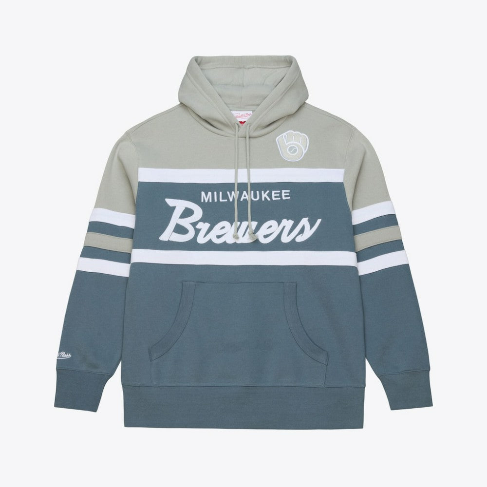 Milwaukee Brewers Mitchell & Ness Cooperstown Collection Thunderstorm Head Coach Hoodie - MLB Hoodies