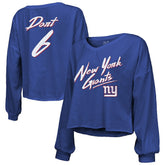 New York Giants Jaxson Dart Majestic Threads Women's Script Name & Number Long Sleeve T-Shirt | NFL Discount