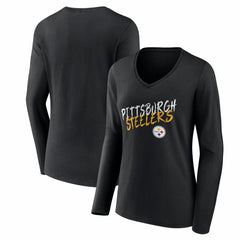 Pittsburgh Steelers Women's Hustle Long Sleeve V-Neck T-Shirt | NFL Sale