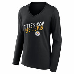 Pittsburgh Steelers Women's Hustle Long Sleeve V-Neck T-Shirt | NFL Sale