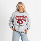 San Francisco 49ers Gameday Couture Women's Oversized Gridiron Drive Ringer Stripe Sweatshirt | NFL On sale