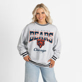 Chicago Bears Gameday Couture Women's Oversized Gridiron Drive Ringer Stripe Sweatshirt | NFL Near me