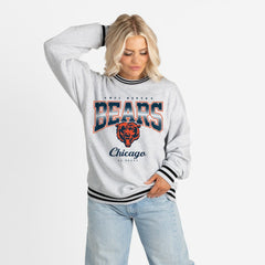 Chicago Bears Gameday Couture Women's Oversized Gridiron Drive Ringer Stripe Sweatshirt | NFL Near me