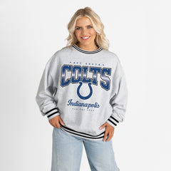 Indianapolis Colts Gameday Couture Women's Oversized Gridiron Drive Ringer Stripe Sweatshirt | NFL On sale