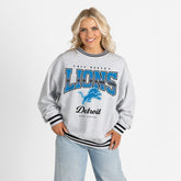 Detroit Lions Gameday Couture Women's Oversized Gridiron Drive Ringer Stripe Sweatshirt | NFL Hot