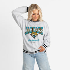 Jacksonville Jaguars Gameday Couture Women's Oversized Gridiron Drive Ringer Stripe Sweatshirt | NFL Online