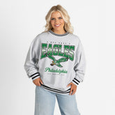 Philadelphia Eagles Gameday Couture Women's Oversized Gridiron Drive Ringer Stripe Sweatshirt | NFL Discount