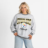 Pittsburgh Steelers Gameday Couture Women's Oversized Gridiron Drive Ringer Stripe Sweatshirt | NFL Online