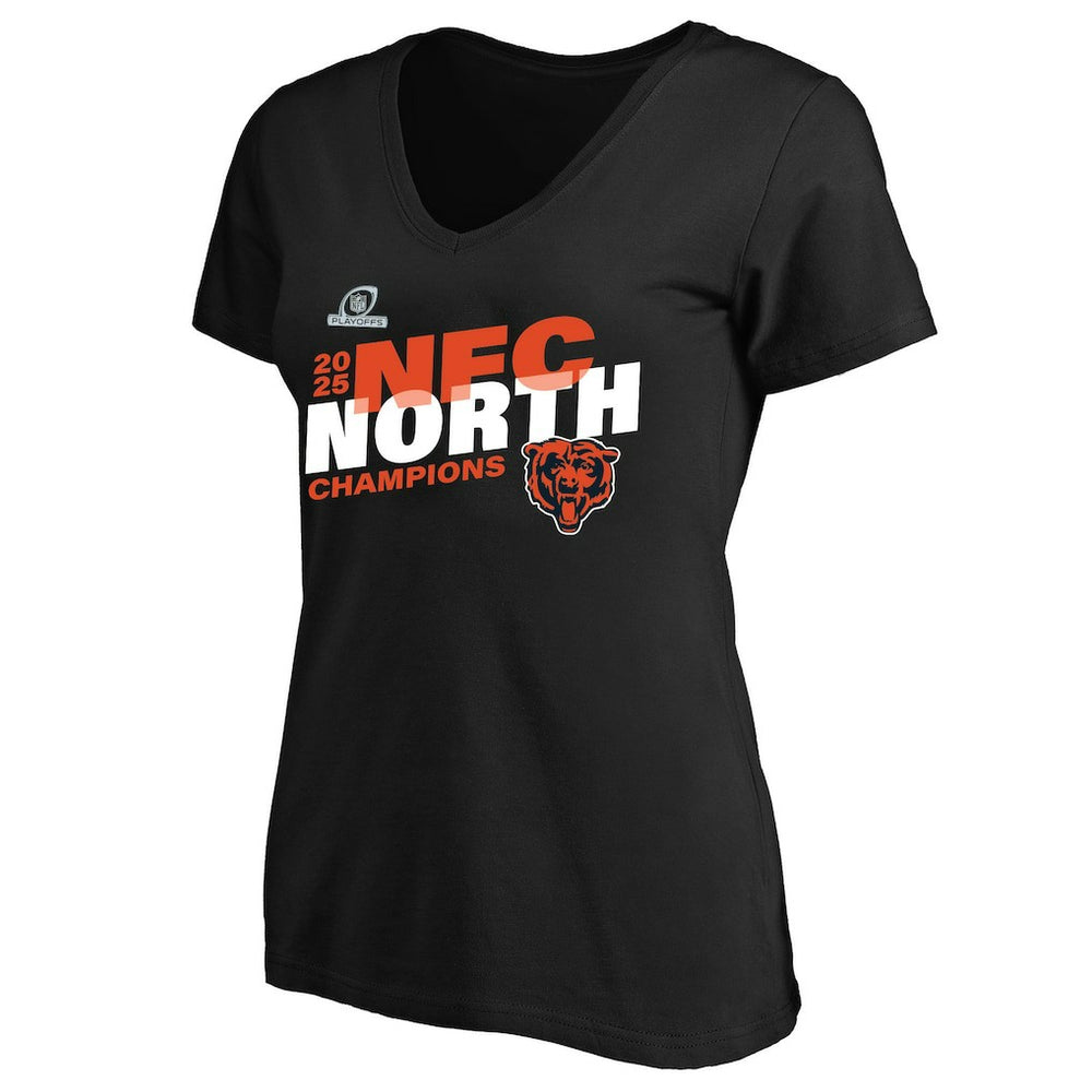 Chicago Bears Women's 2025 NFC North Division Champions Plus Size V-Neck T-Shirt | NFL Sale