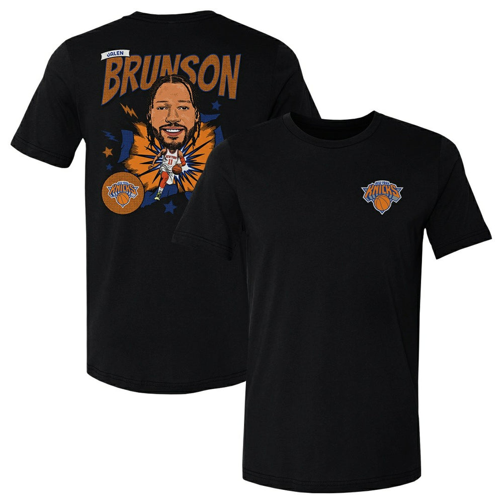 Black Jalen Brunson New York Knicks 500 Level Caricature T-Shirt | NBA