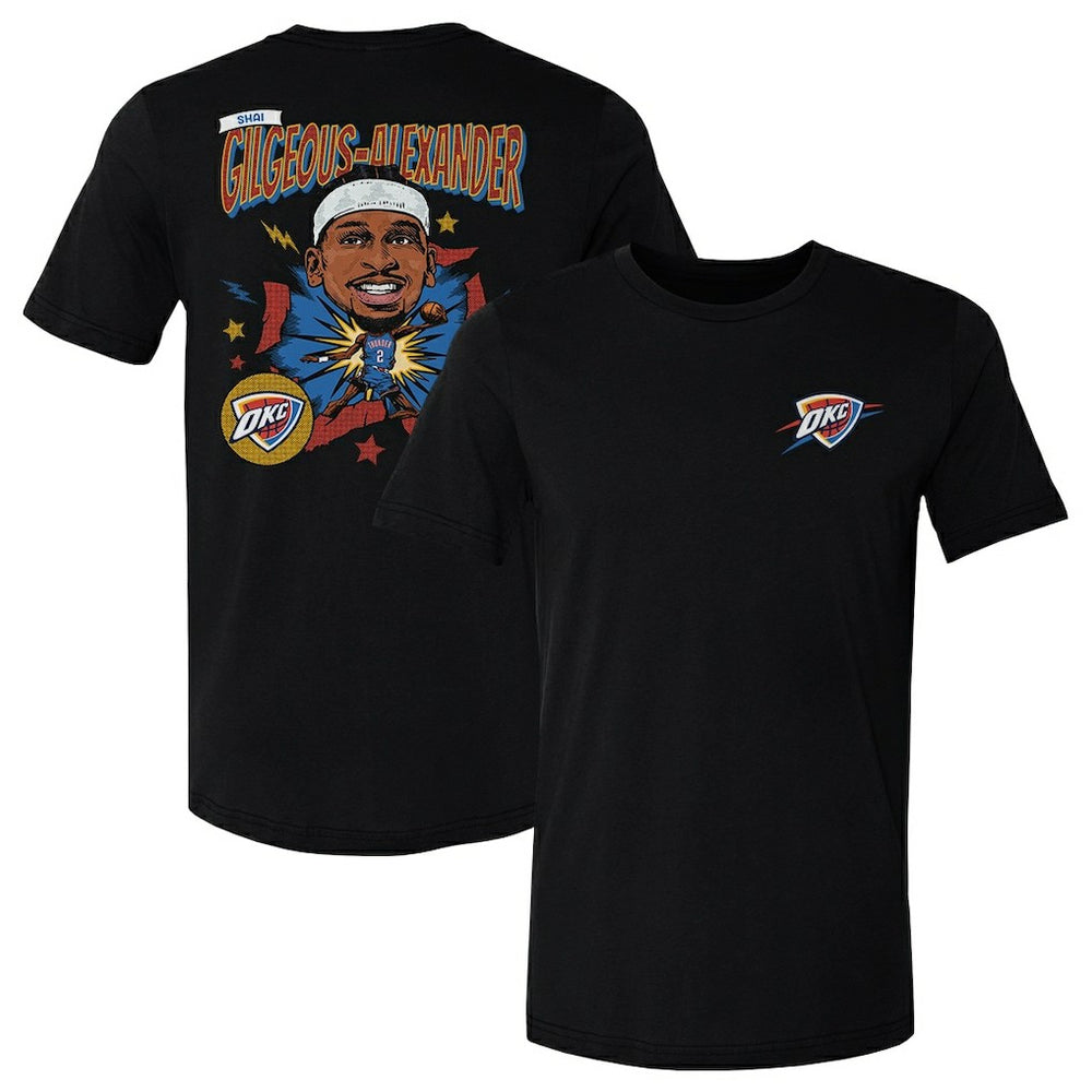 Black Shai Gilgeous-Alexander Oklahoma City Thunder 500 Level Caricature T-Shirt | NBA