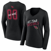 Arizona Cardinals Women's Hustle Personalized Name & Number Long Sleeve V-Neck T-Shirt | NFL Outlet