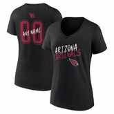 Arizona Cardinals Women's Hustle Personalized Name & Number V-Neck T-Shirt | NFL Discount