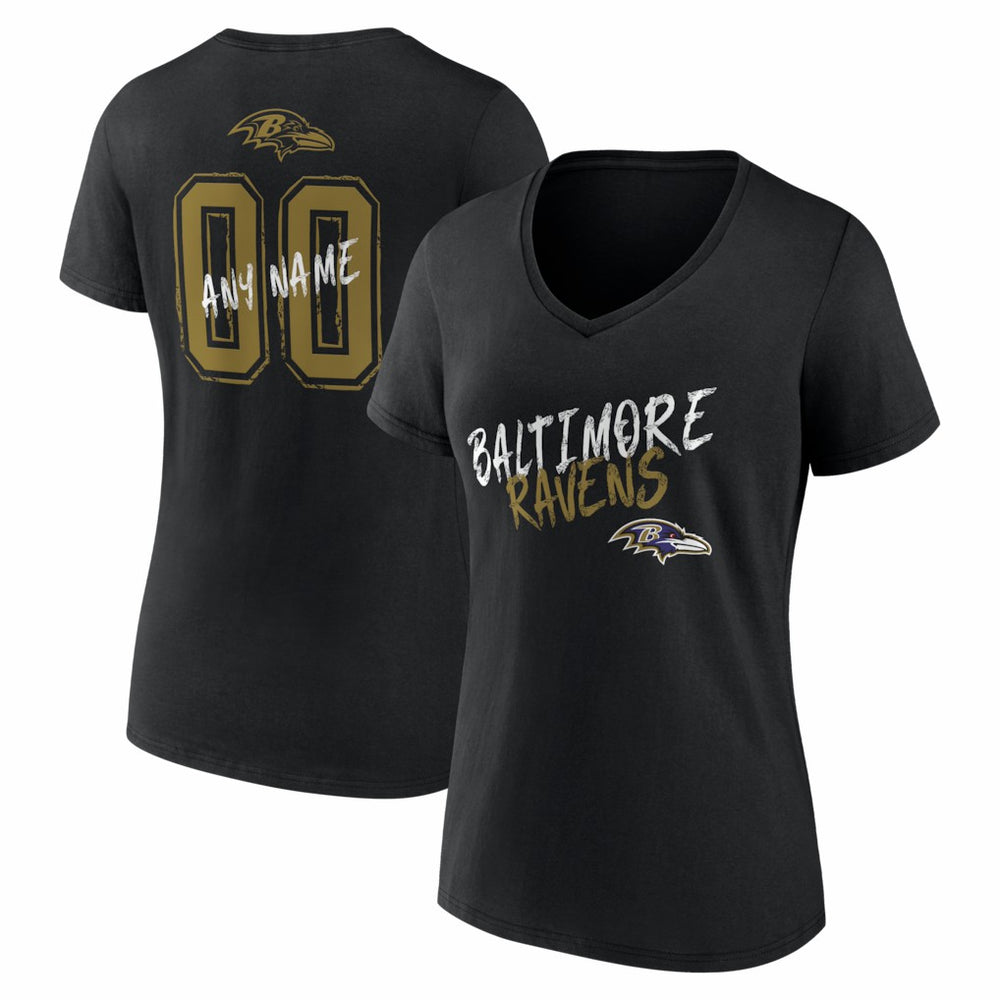 Baltimore Ravens Women's Hustle Personalized Name & Number V-Neck T-Shirt | NFL On sale