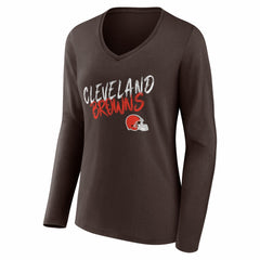 Cleveland Browns Women's Hustle Personalized Name & Number Long Sleeve V-Neck T-Shirt | NFL US