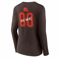 Cleveland Browns Women's Hustle Personalized Name & Number Long Sleeve V-Neck T-Shirt | NFL US