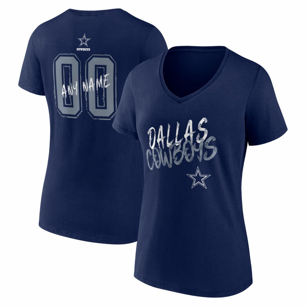 Dallas Cowboys Women's Hustle Personalized Name & Number V-Neck T-Shirt | NFL Hot
