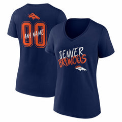 Denver Broncos Women's Hustle Personalized Name & Number V-Neck T-Shirt | NFL Discount